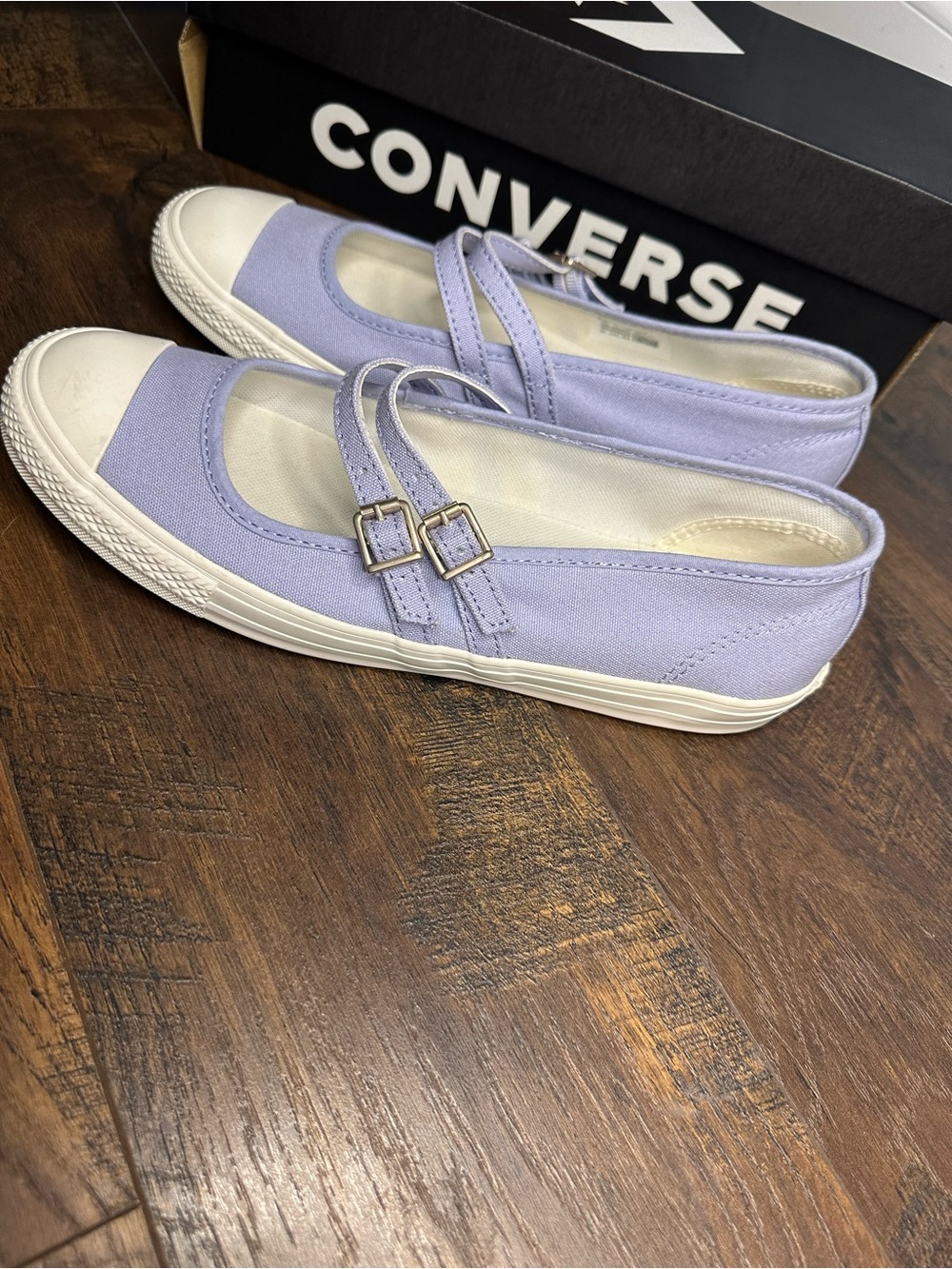 Converse Lavender Canvas Mary Jane Flats with Double Straps